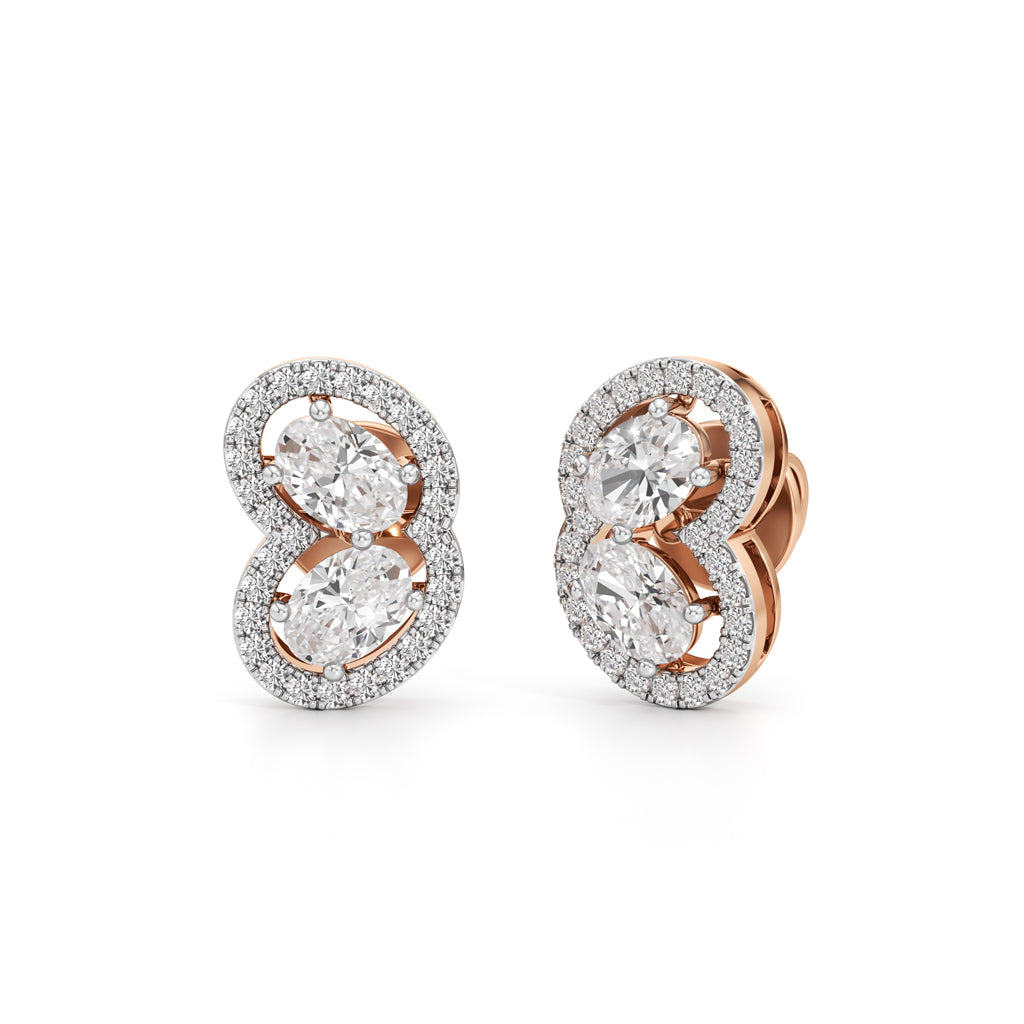 125Ct Round Shape Fancy Studs Earrings