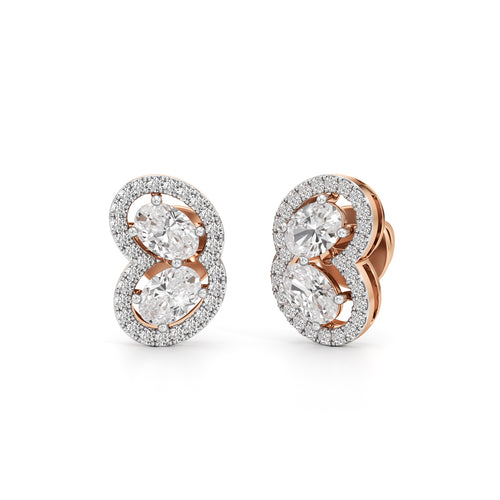 125Ct Round Shape Fancy Studs Earrings