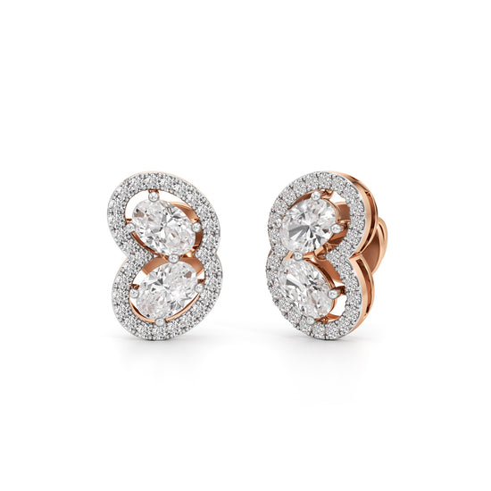 125Ct Round Shape Fancy Studs Earrings