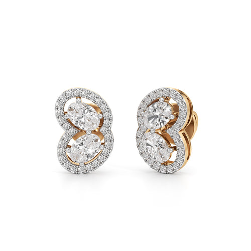 125Ct Round Shape Fancy Studs Earrings