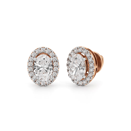 175Ct Round Shape Halo Studs Earrings
