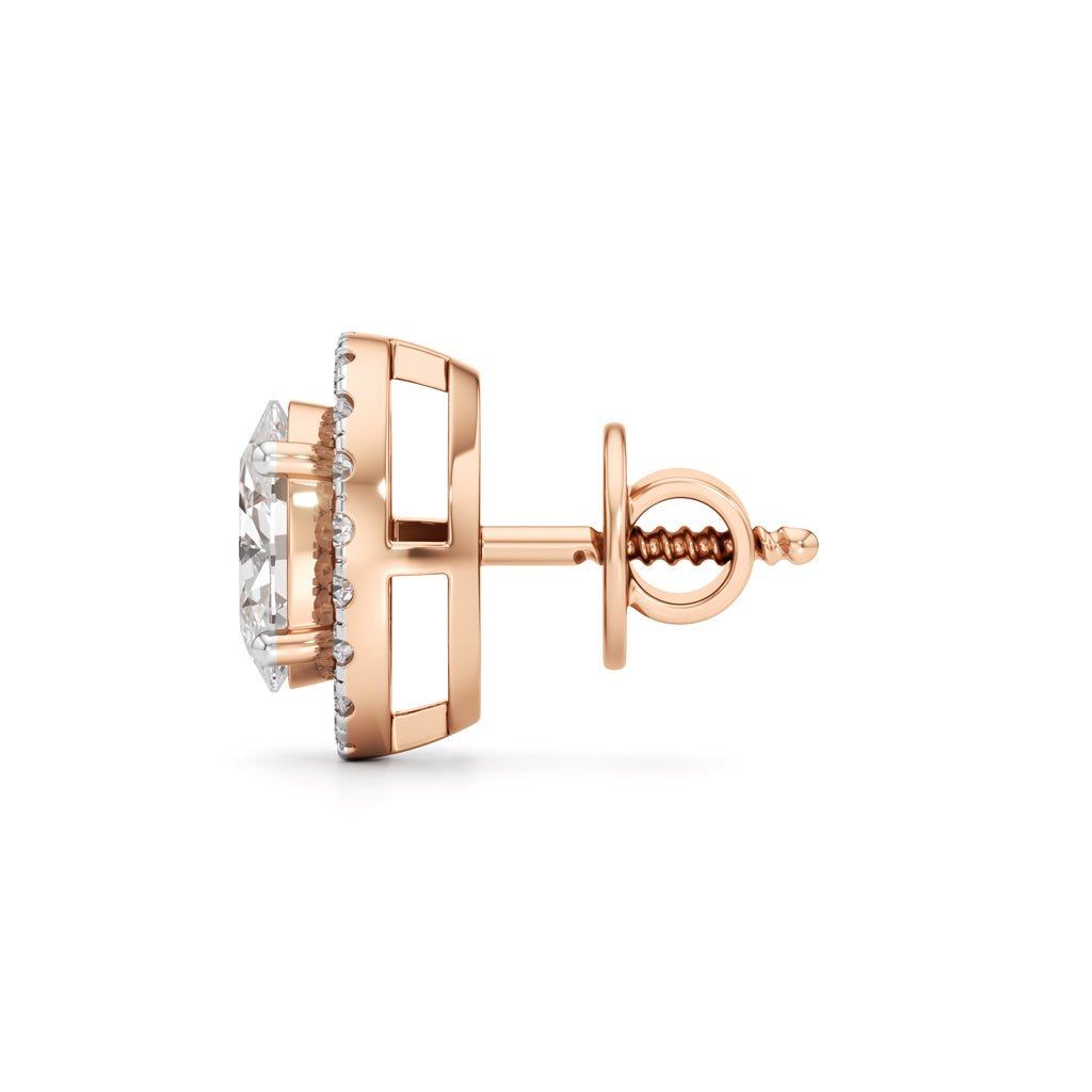 175Ct Round Shape Halo Studs Earrings