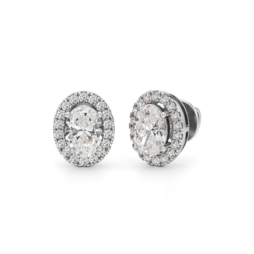 175Ct Round Shape Halo Studs Earrings