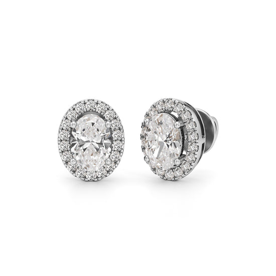 175Ct Round Shape Halo Studs Earrings