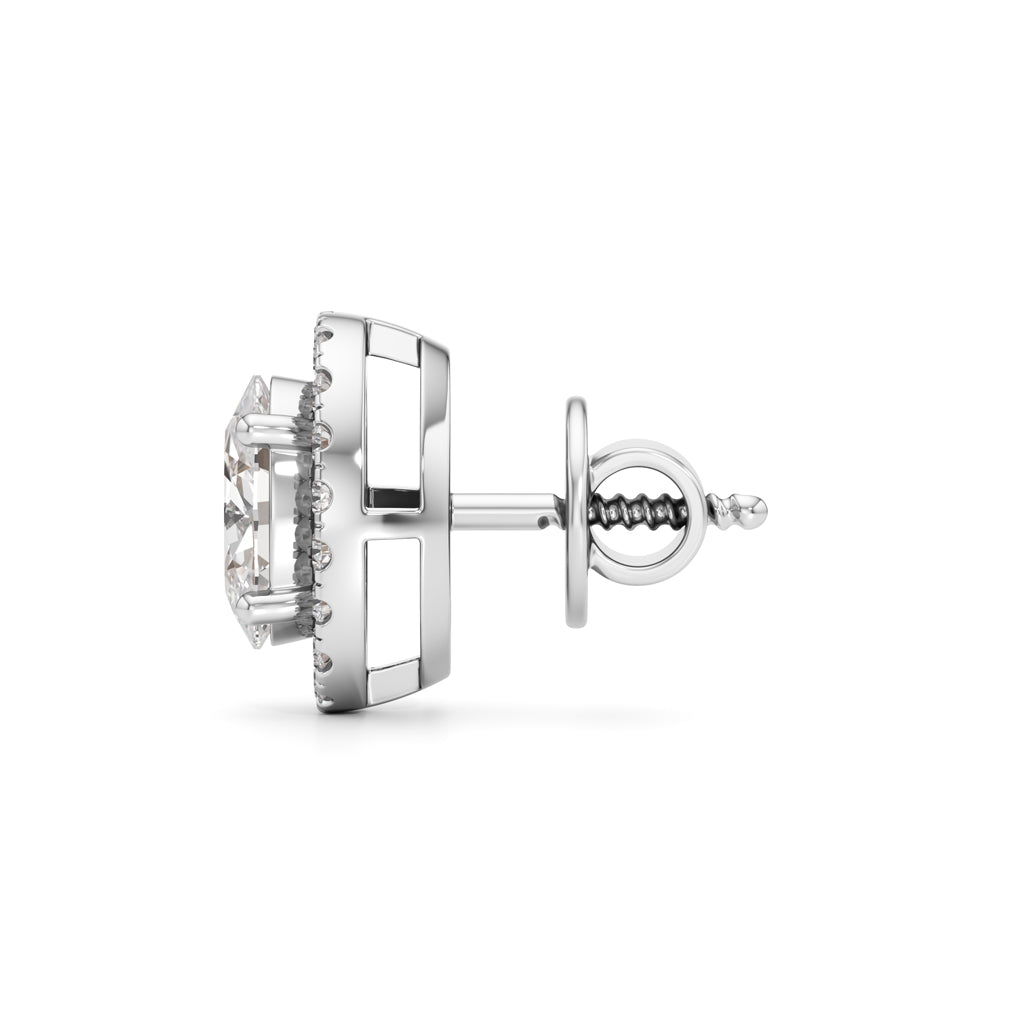 175Ct Round Shape Halo Studs Earrings