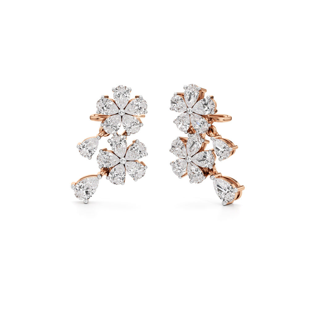 375Ct Round Shape Fancy Studs Earrings