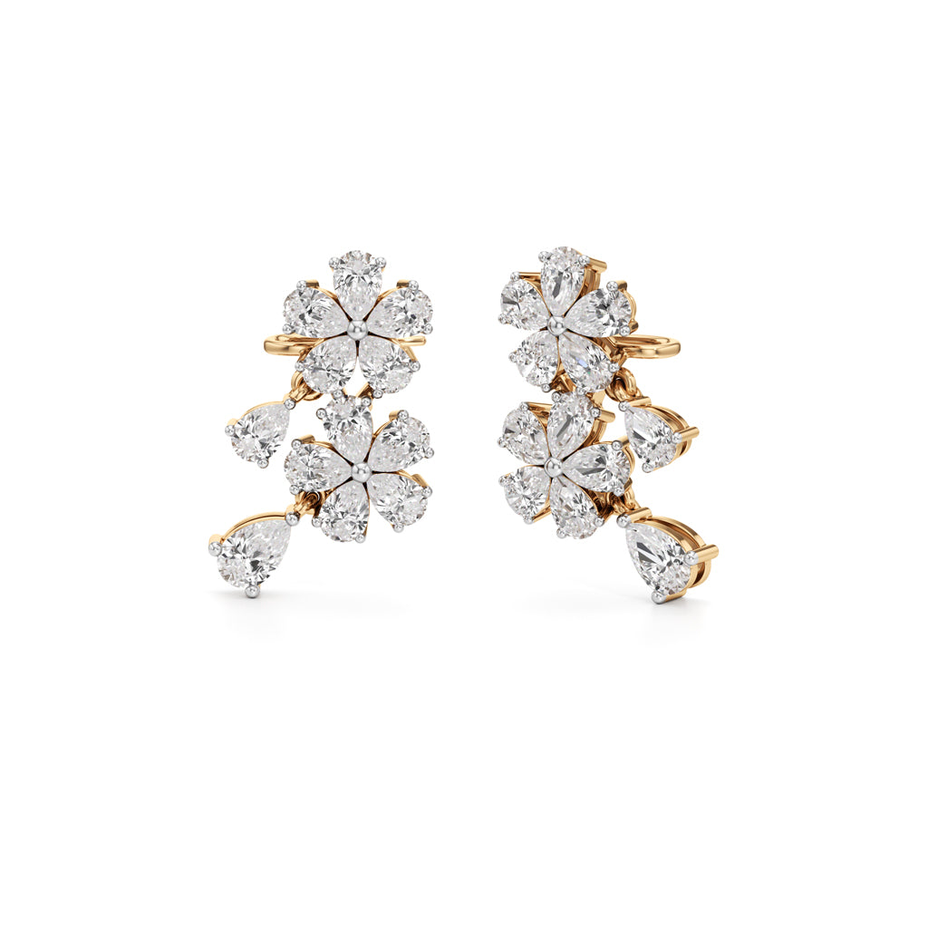 375Ct Round Shape Fancy Studs Earrings