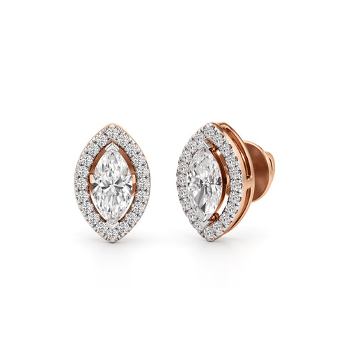125Ct Marquise Shape Halo Studs Earrings