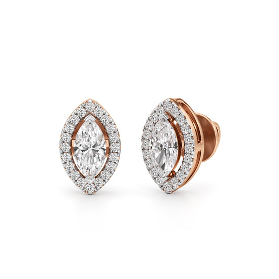 125Ct Marquise Shape Halo Studs Earrings