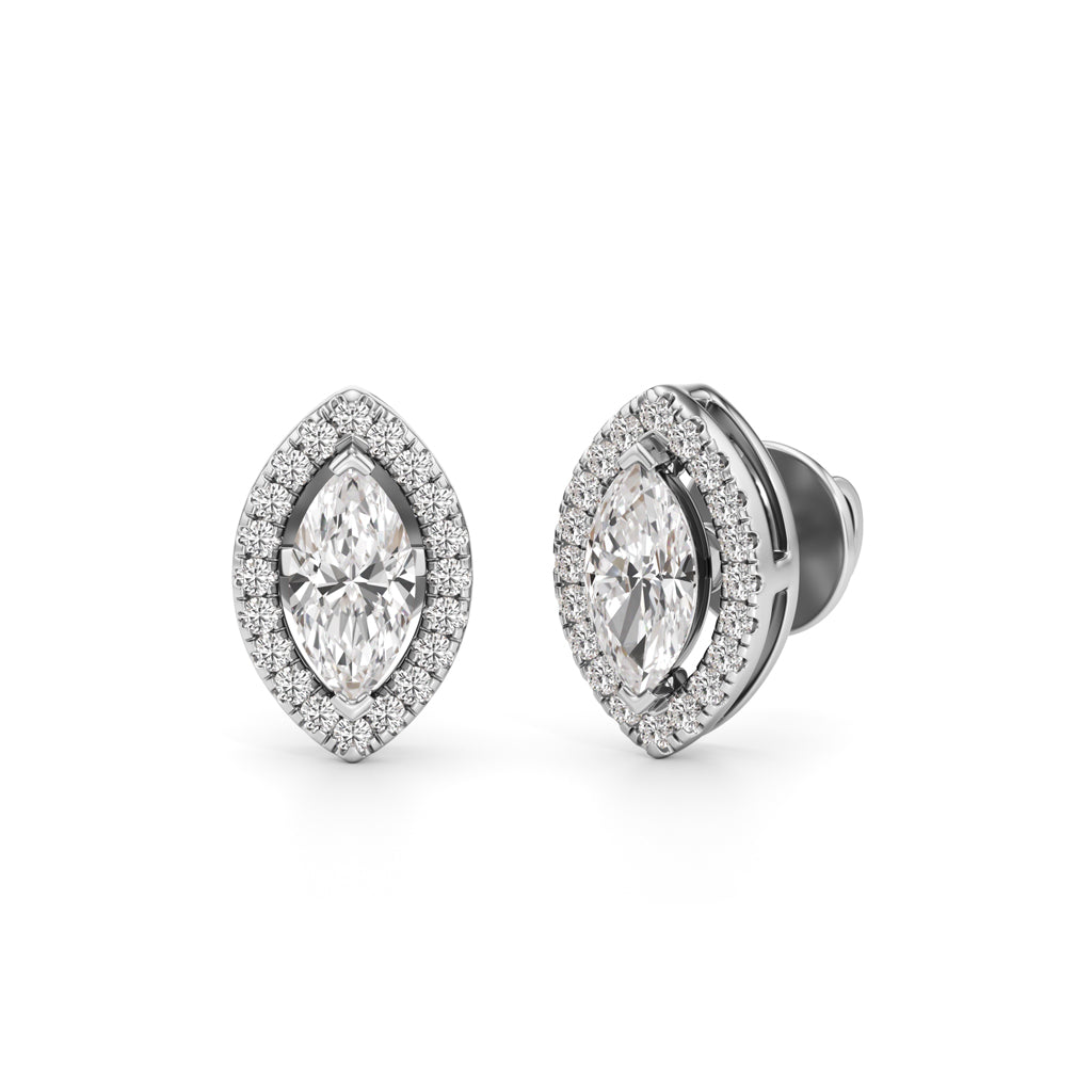 125Ct Marquise Shape Halo Studs Earrings