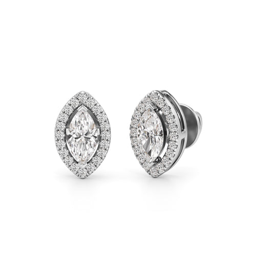 125Ct Marquise Shape Halo Studs Earrings