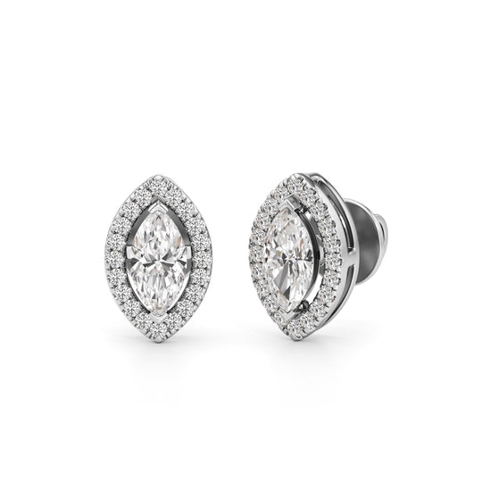 125Ct Marquise Shape Halo Studs Earrings