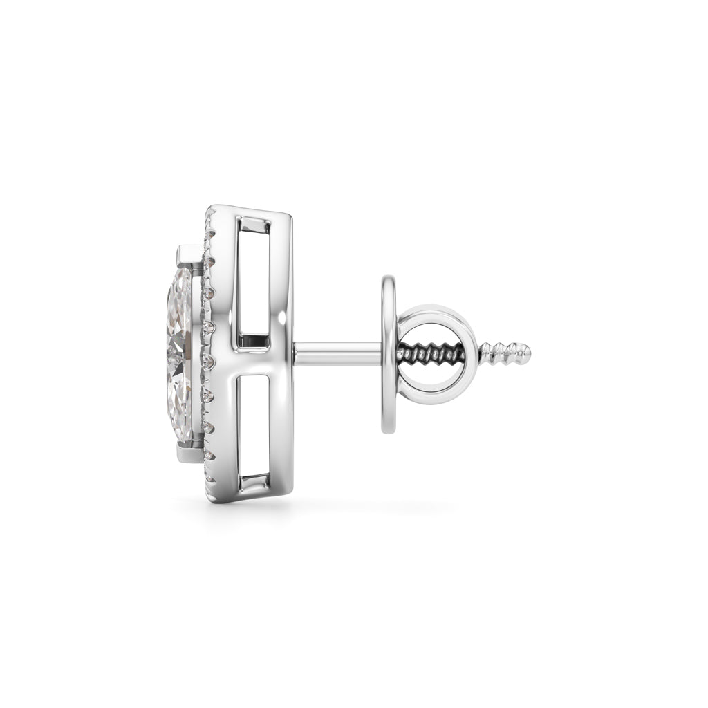 125Ct Marquise Shape Halo Studs Earrings