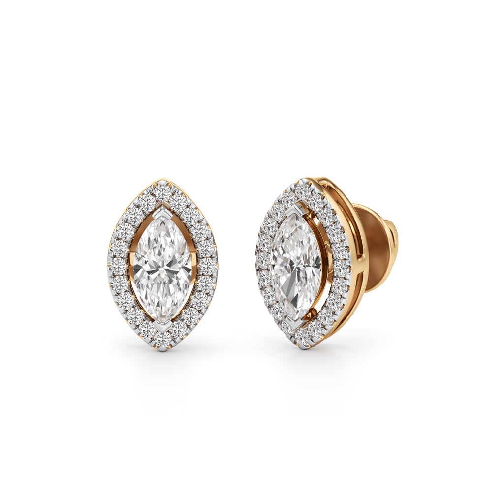 125Ct Marquise Shape Halo Studs Earrings