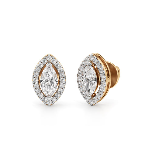 125Ct Marquise Shape Halo Studs Earrings