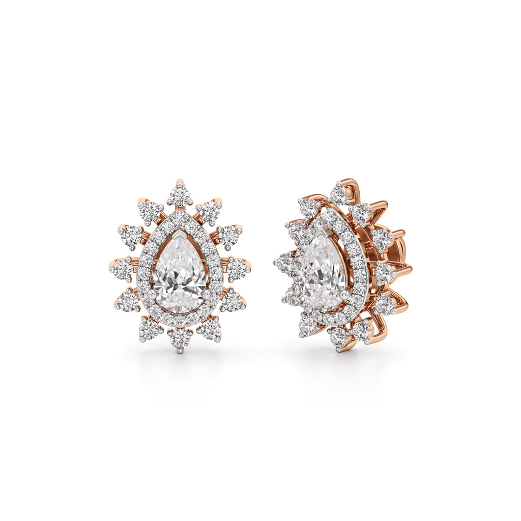 150Ct Pear Shape Halo Studs Earrings