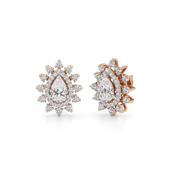 150Ct Pear Shape Halo Studs Earrings