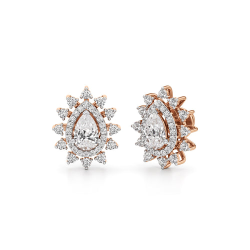 150Ct Pear Shape Halo Studs Earrings