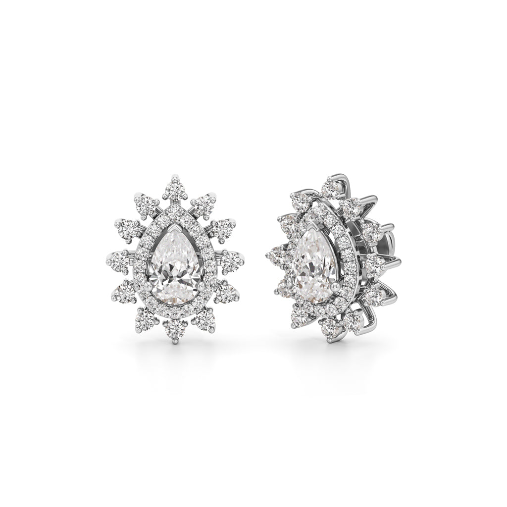 150Ct Pear Shape Halo Studs Earrings