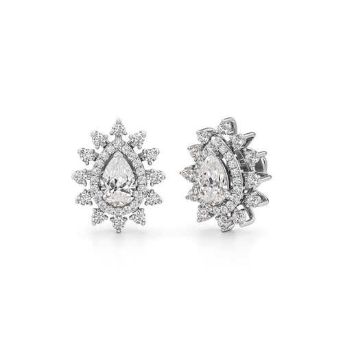 150Ct Pear Shape Halo Studs Earrings