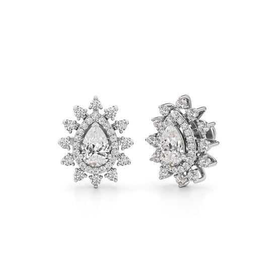 150Ct Pear Shape Halo Studs Earrings