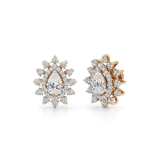 150Ct Pear Shape Halo Studs Earrings