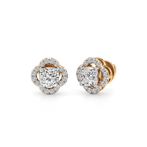 175Ct Cushion Shape Halo Studs Earrings
