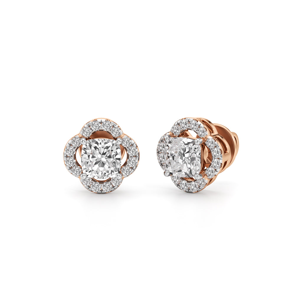 175Ct Cushion Shape Halo Studs Earrings