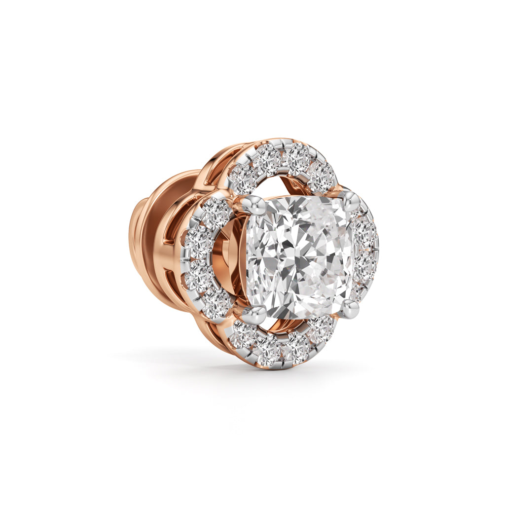 175Ct Cushion Shape Halo Studs Earrings