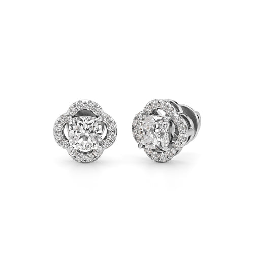 175Ct Cushion Shape Halo Studs Earrings