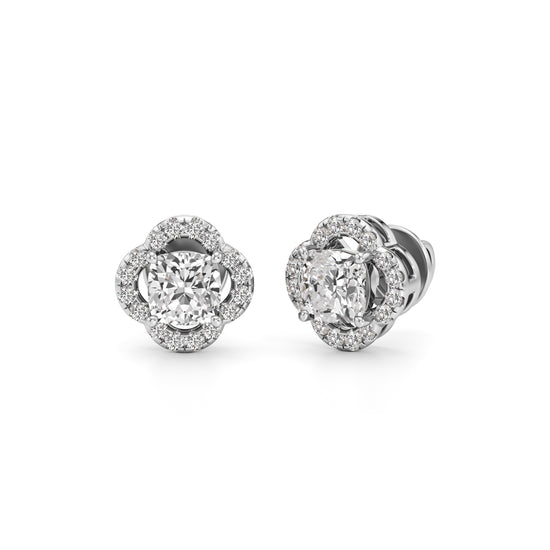 175Ct Cushion Shape Halo Studs Earrings