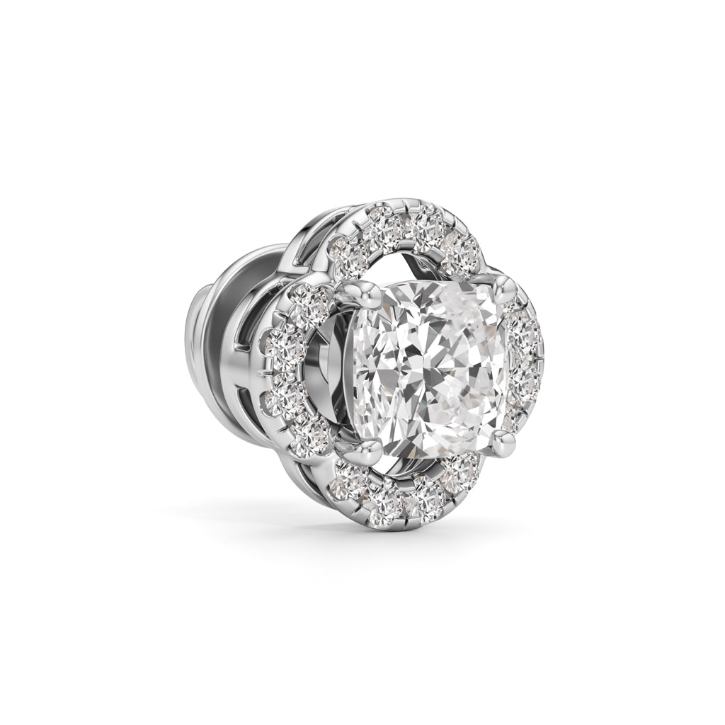 175Ct Cushion Shape Halo Studs Earrings