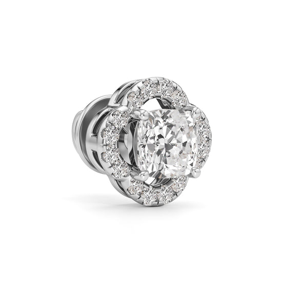 175Ct Cushion Shape Halo Studs Earrings