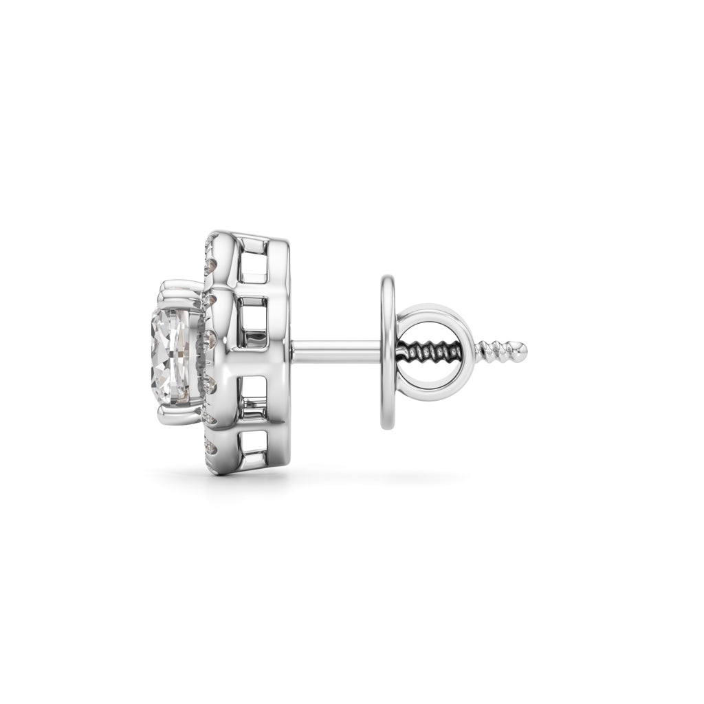 175Ct Cushion Shape Halo Studs Earrings