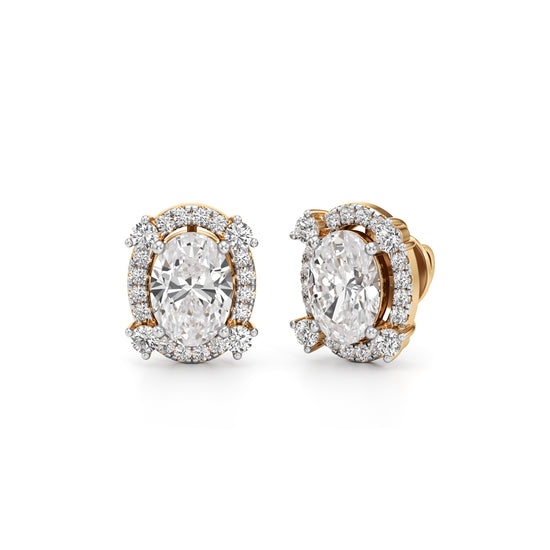 375Ct Oval Shape Halo Studs Earrings