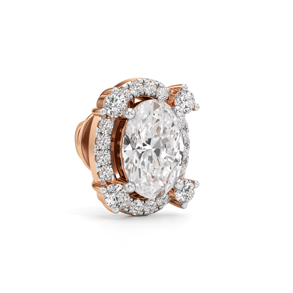 375Ct Oval Shape Halo Studs Earrings