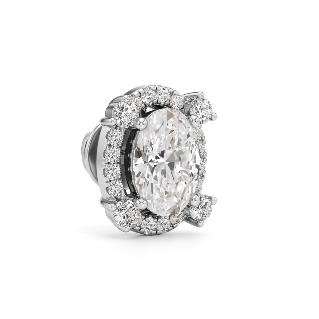 375Ct Oval Shape Halo Studs Earrings