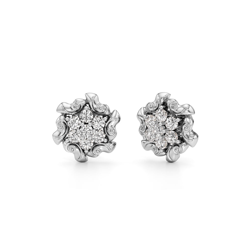 075Ct Round Shape Fancy Studs Earrings