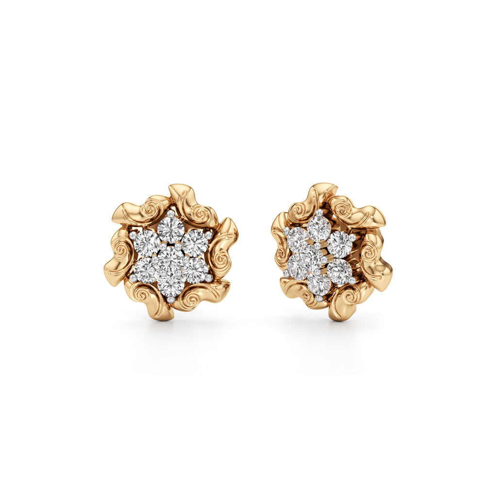 075Ct Round Shape Fancy Studs Earrings