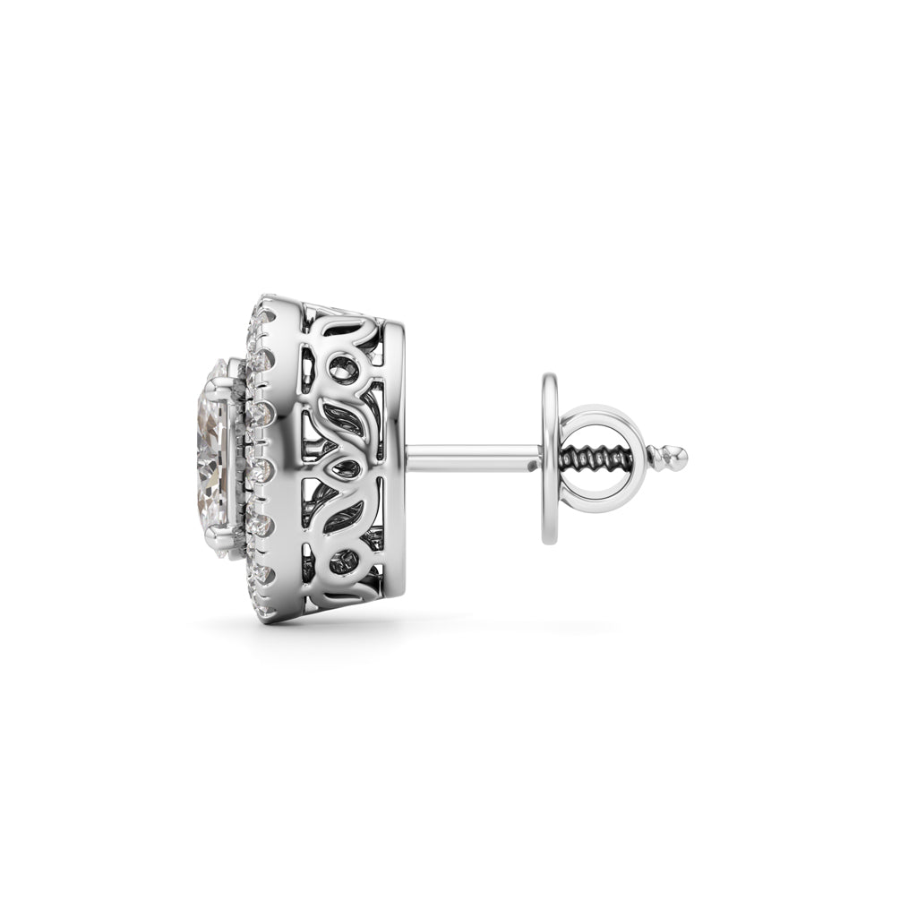 2Ct Oval Shape Halo Studs Earrings