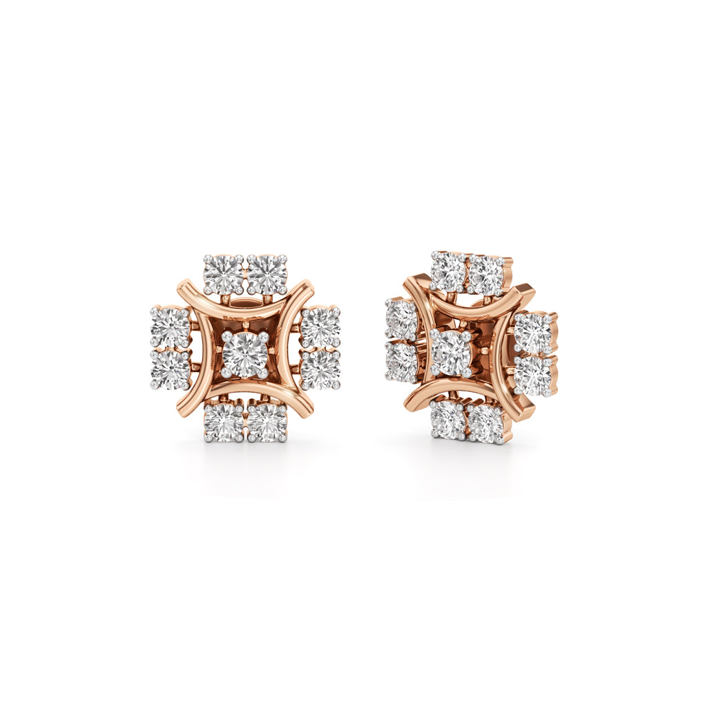 250Ct Round Shape Fancy Studs Earrings