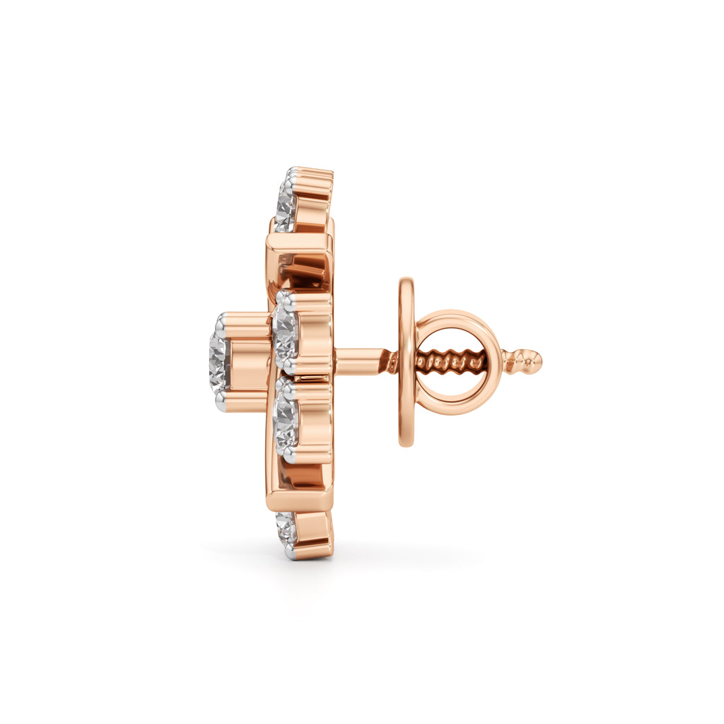 250Ct Round Shape Fancy Studs Earrings