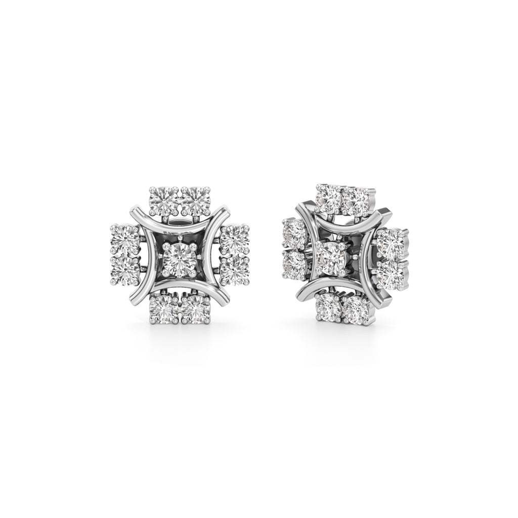 250Ct Round Shape Fancy Studs Earrings
