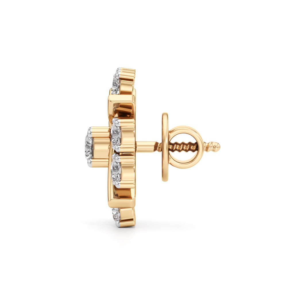 250Ct Round Shape Fancy Studs Earrings