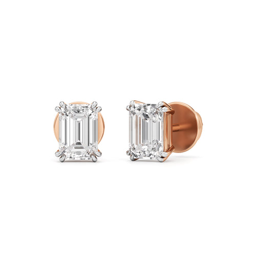 15Ct Emerald Shape Solitaire Studs Earrings