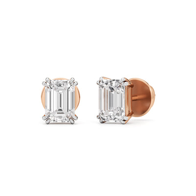 15Ct Emerald Shape Solitaire Studs Earrings