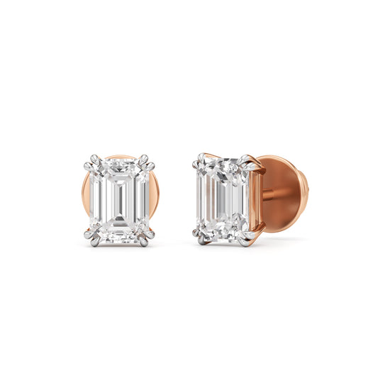 15Ct Emerald Shape Solitaire Studs Earrings