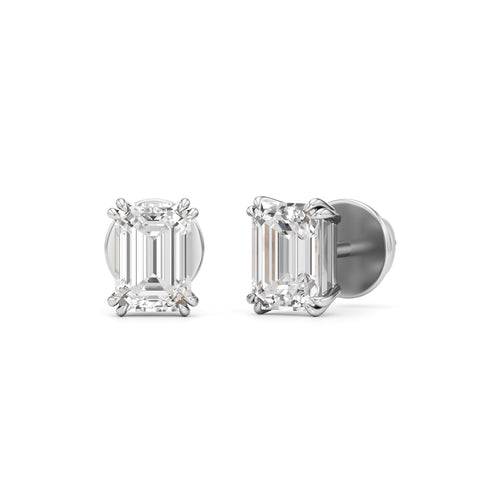 15Ct Emerald Shape Solitaire Studs Earrings