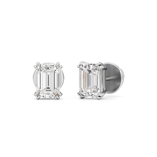 15Ct Emerald Shape Solitaire Studs Earrings