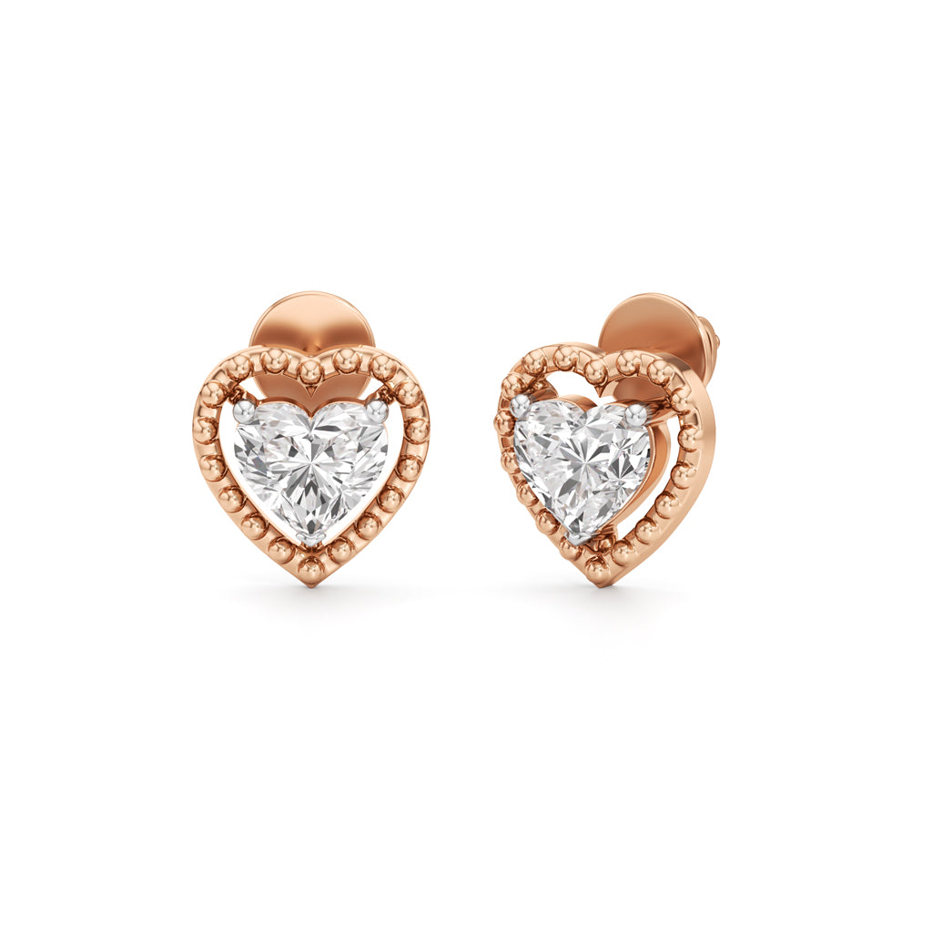 150Ct Heart Shape Solitaire Studs Earrings